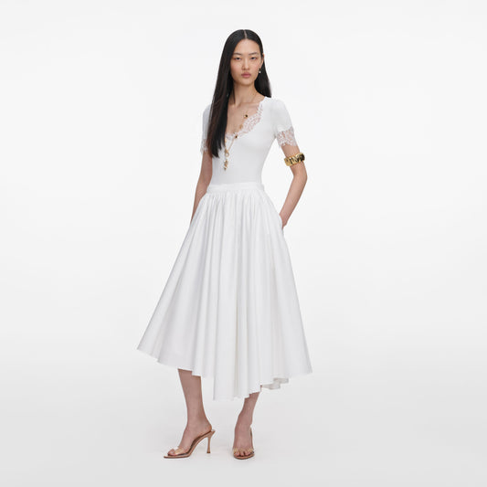 POPLIN MIDI SKIRT