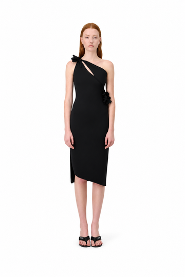 KNITTED ASYMETRIC MINI FLOWER GOWN