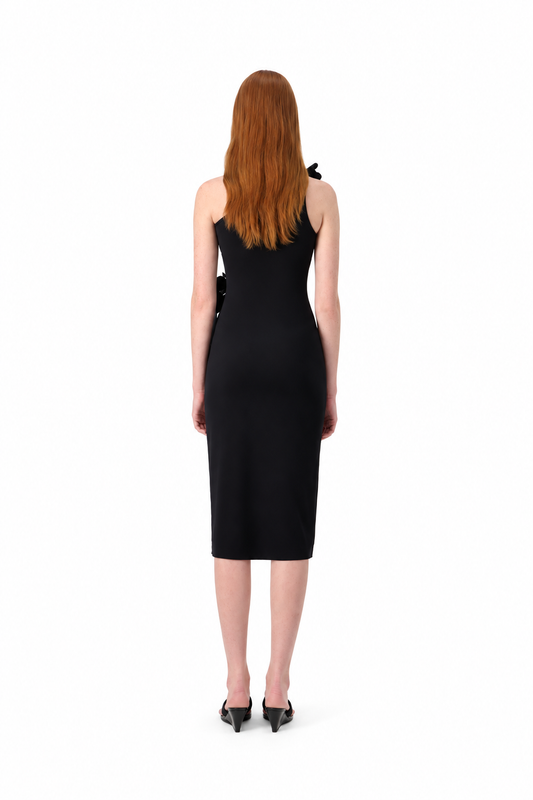 KNITTED ASYMETRIC MINI FLOWER GOWN