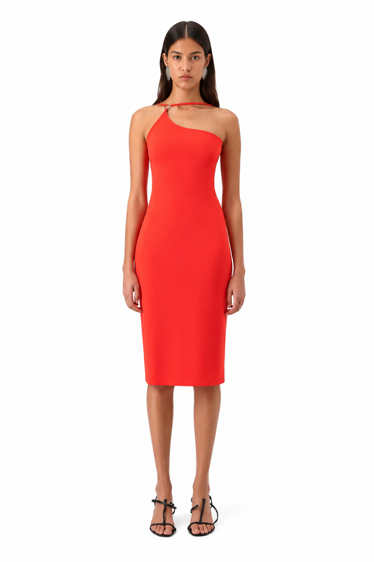 C-LOGO ONE SHOULDER DRESS
