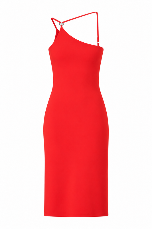 C-LOGO ONE SHOULDER DRESS