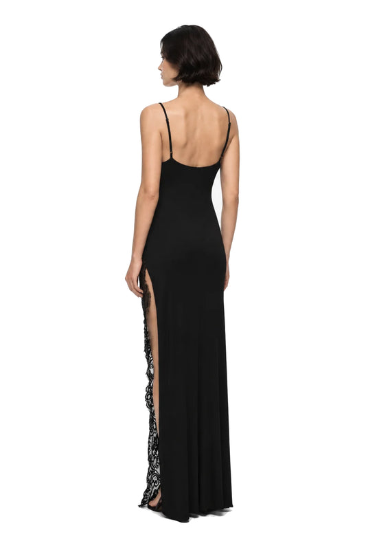 LACE TRIM JERSEY DRESS