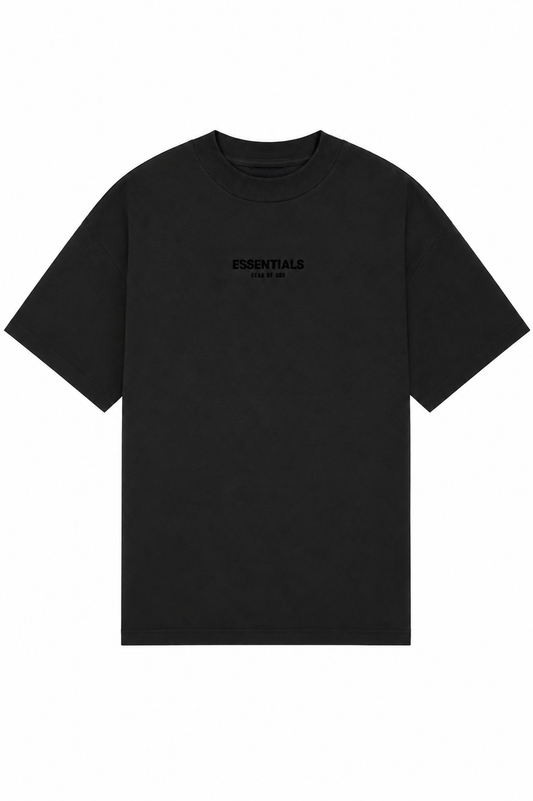 ESSENTIALS T SHIRT CENTERED LOGO BLACK