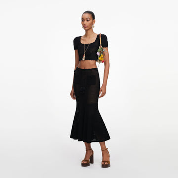 CROCHET KNIT MIDI SKIRT
