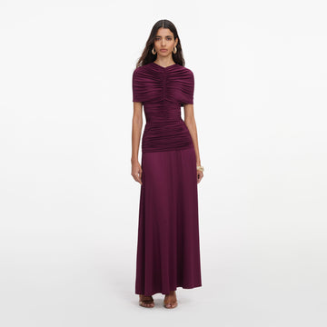 JERSEY GATHERED MIDI DRESS