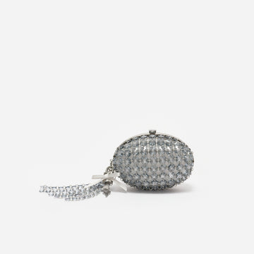 OVAL CRYSTAL CHAIN CLUTCH BAG