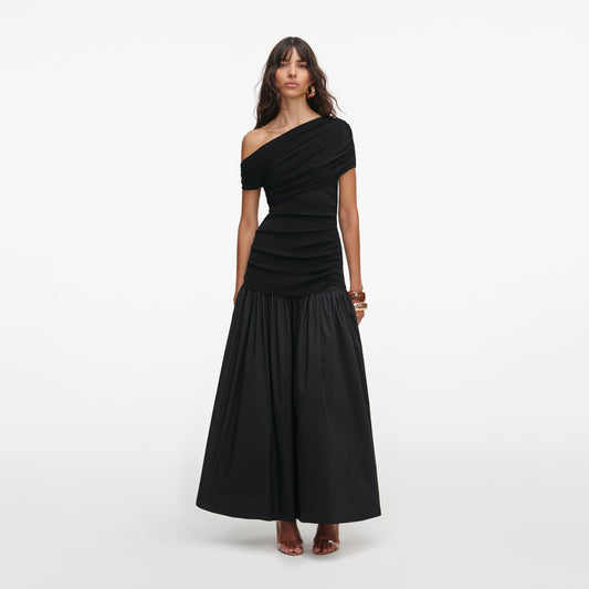DRAPED KNIT MIDI DRESS