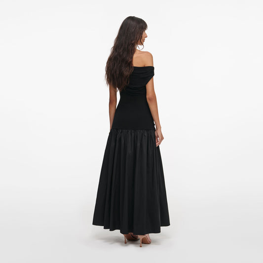 DRAPED KNIT MIDI DRESS