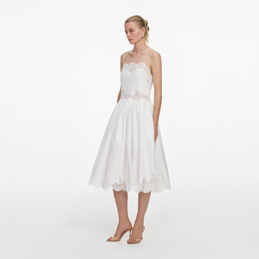 LACE TRIM MIDI DRESS