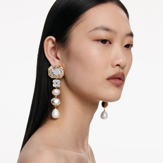 CRYSTAL PEARL TIERED EARRINGS
